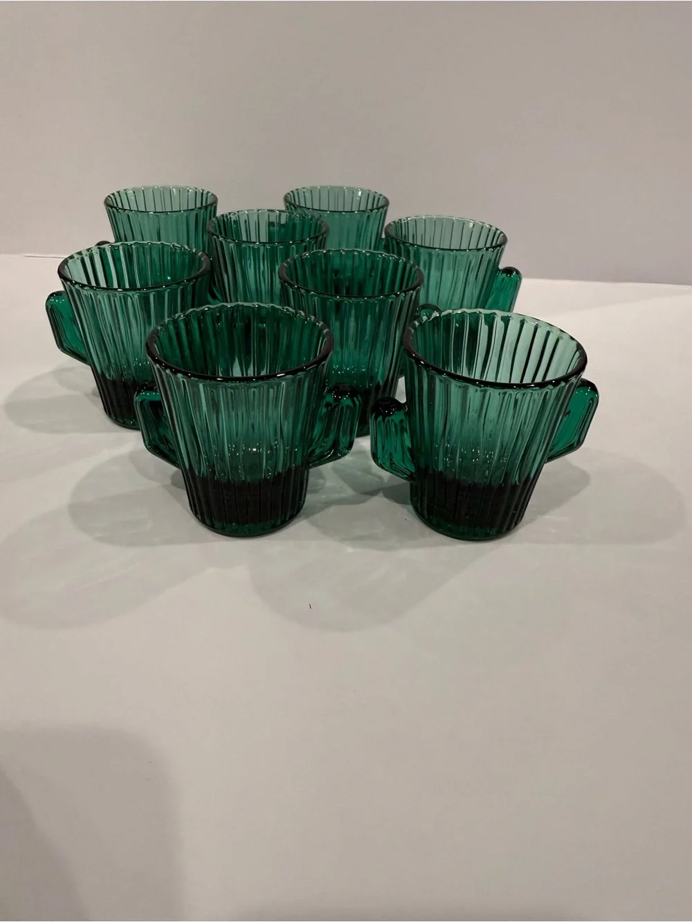 Libbey Deep Green Ribbed Glass Mug with Handle